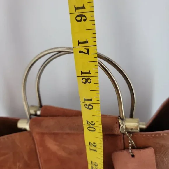 ๐ฅ Modern Suede + Faux Leather Convertible Tote Bag โ Rich Cognac Brown - Picture 11 of 14